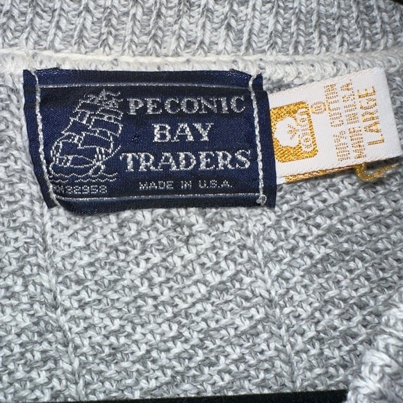 VTG Peconic Bay Traders Gray Pullover Sweater Cotton Labrador Dog Grandpa Large - Picture 6 of 7